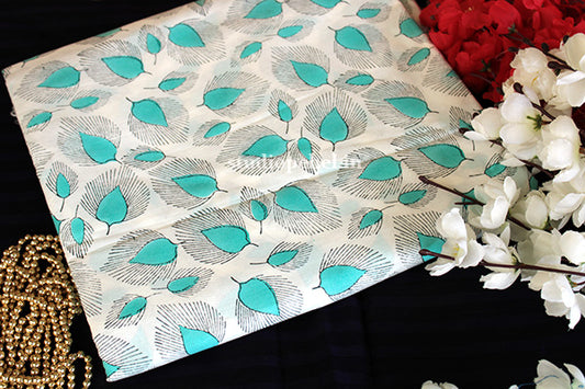 Feather blue cotton fabric