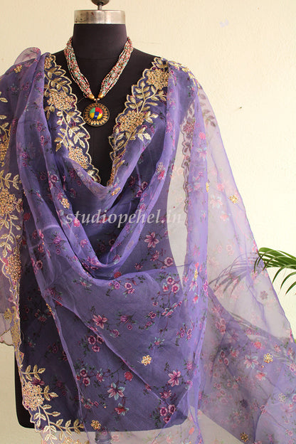 Exclusive Embroidered Dupattas- Lilac