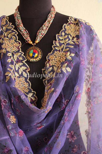 Exclusive Embroidered Dupattas- Lilac