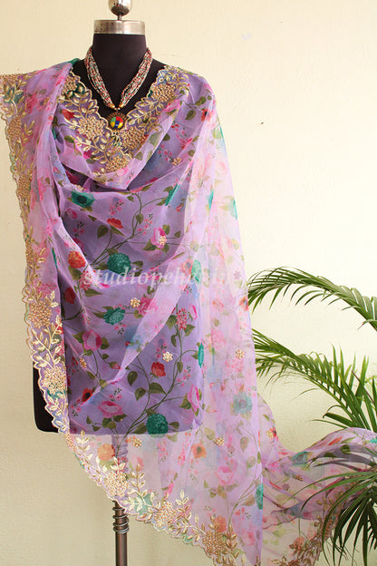 Exclusive Embroidered Dupattas- Rose pink