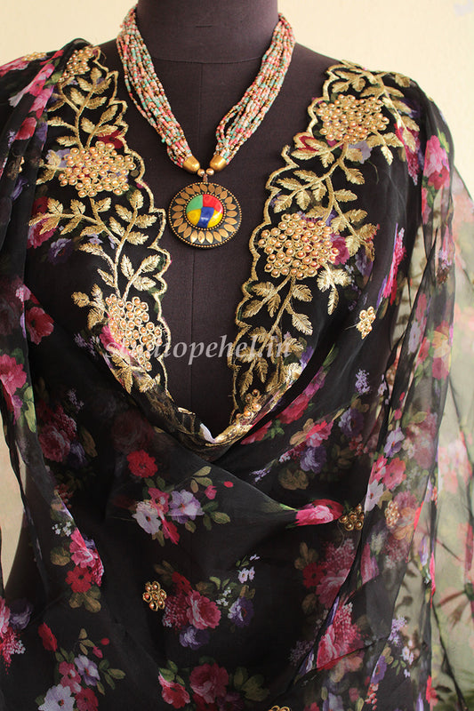 Exclusive Embroidered Dupattas- Black