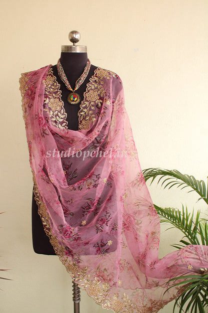 Exclusive Embroidered Dupattas- Plush pink