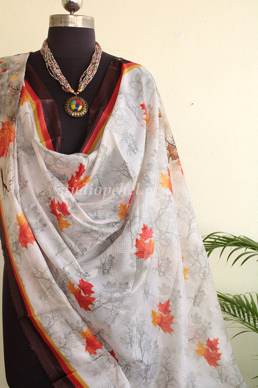 Floral Dupattas - Ivory maple