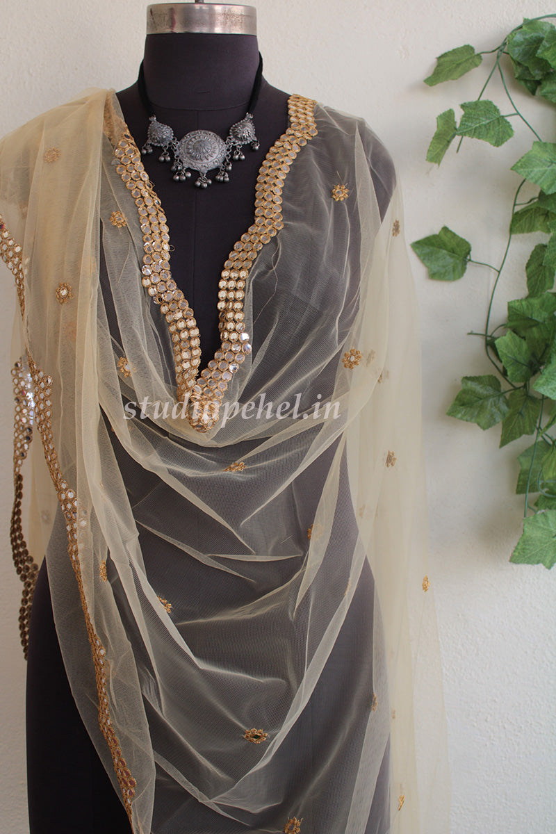 Exclusive Embroidered Dupattas-  Gold