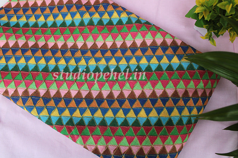 Triangle Multi Shade Raw Silk Fabric