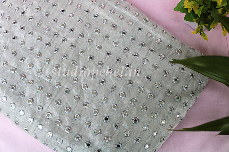 Silver Mirror Tissue Silk Fabric