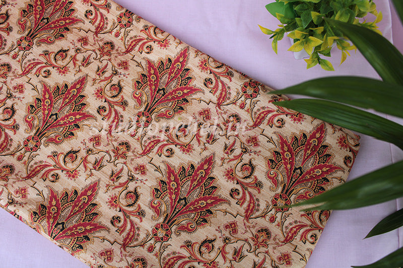 Designer RawSilk Fabric - Damask Floral 6
