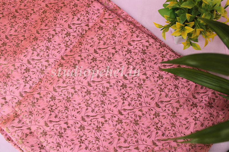 Pink Brocade running Fabric