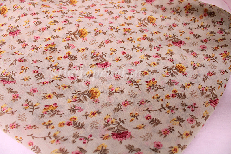 Floral Running Fabric - Beige