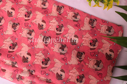Floral Running Fabric - Pug Peach