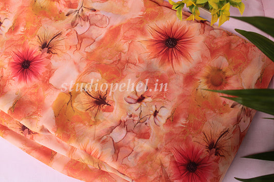 Floral Running Fabric - Gulmohar