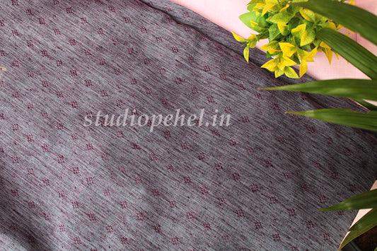 Handloom Cotton Fabric- Grey Magenta