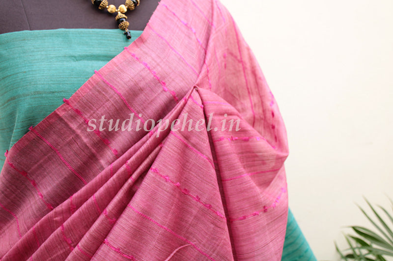 Bhagalpuri Sarees - Pink & Teal