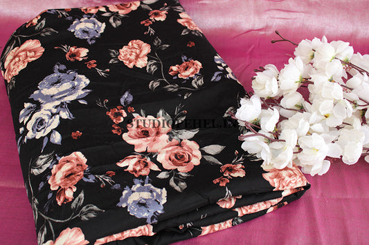 Black triad floral fabric