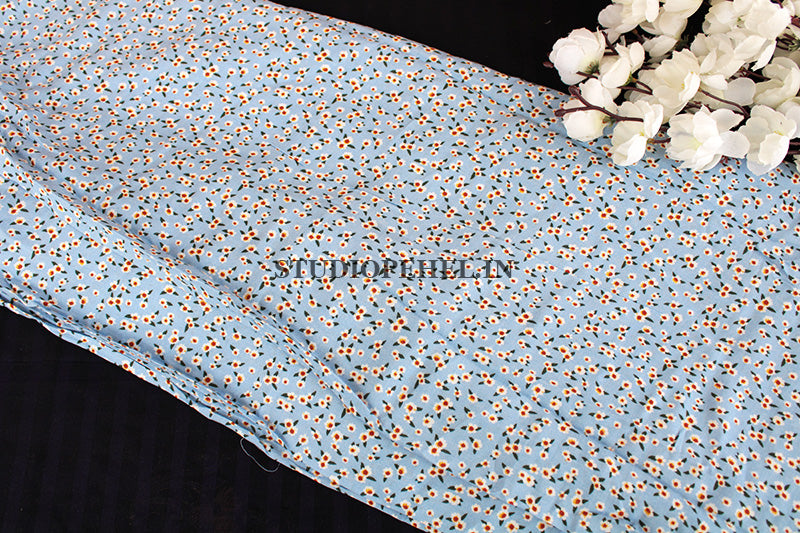 Baby blue mini floral fabric