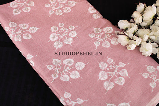 Soft pink foil print fabric