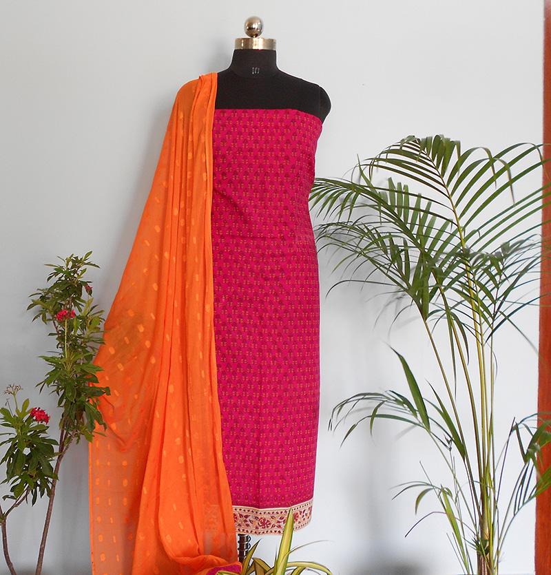 Ruhi pink printed cotton salwar set - STUDIO PEHEL 