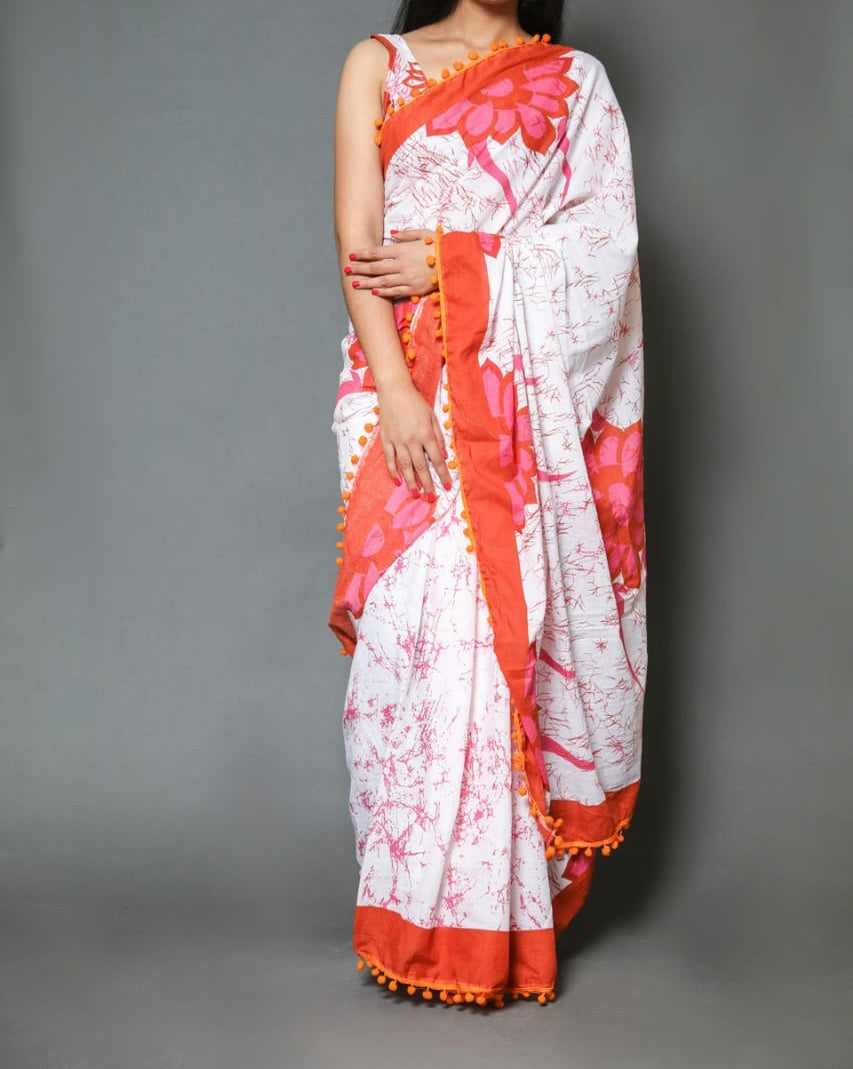 Naira soft cotton sarees-tamara orange