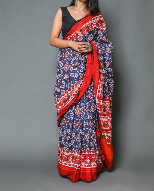 Naira soft cotton sarees- blue paithani