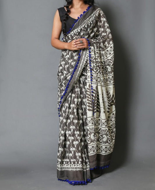 Naira soft cotton sarees- grey