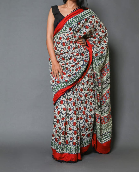 Naira soft cotton sarees- triad floral