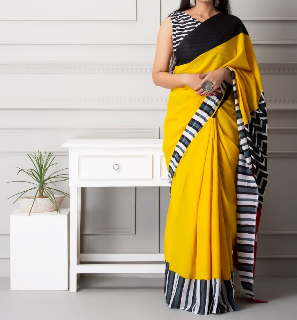 Mira soft cotton sarees- susnet yellow
