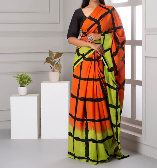 Mira soft cotton sarees- tango big checks