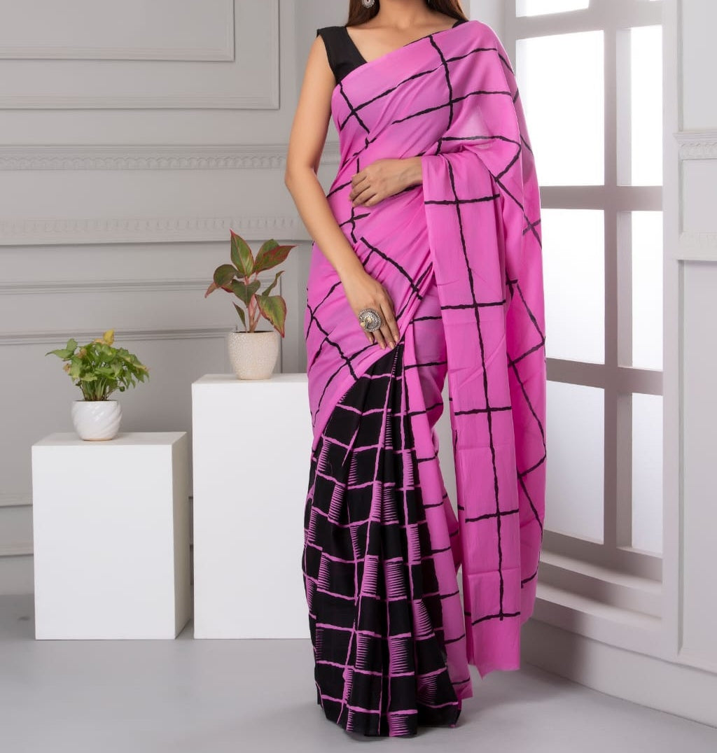 Mira soft cotton sarees-lilac beauty