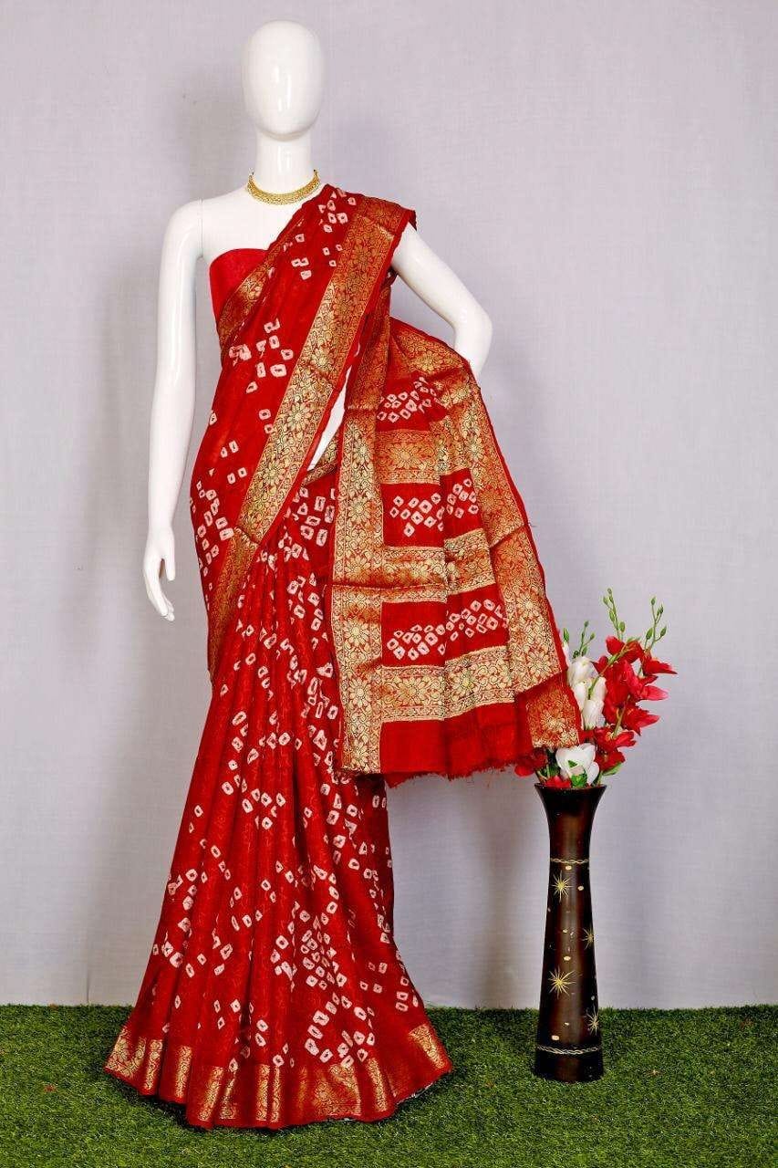 Bhandhani silk saree  - Red