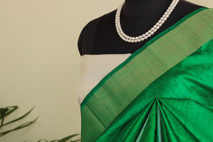 Lush Green Semi silk Double Border saree