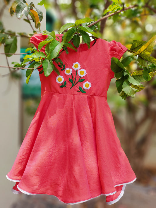 Girls Pink Floral Casual Dress