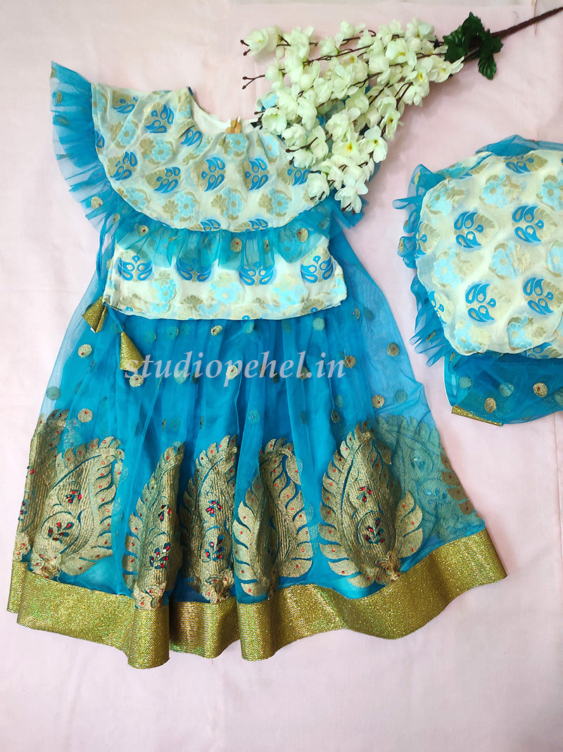 Girls Blue Traditional Skirt Set