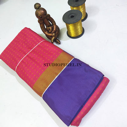 Mithra semi silk sarees - Rani Pink