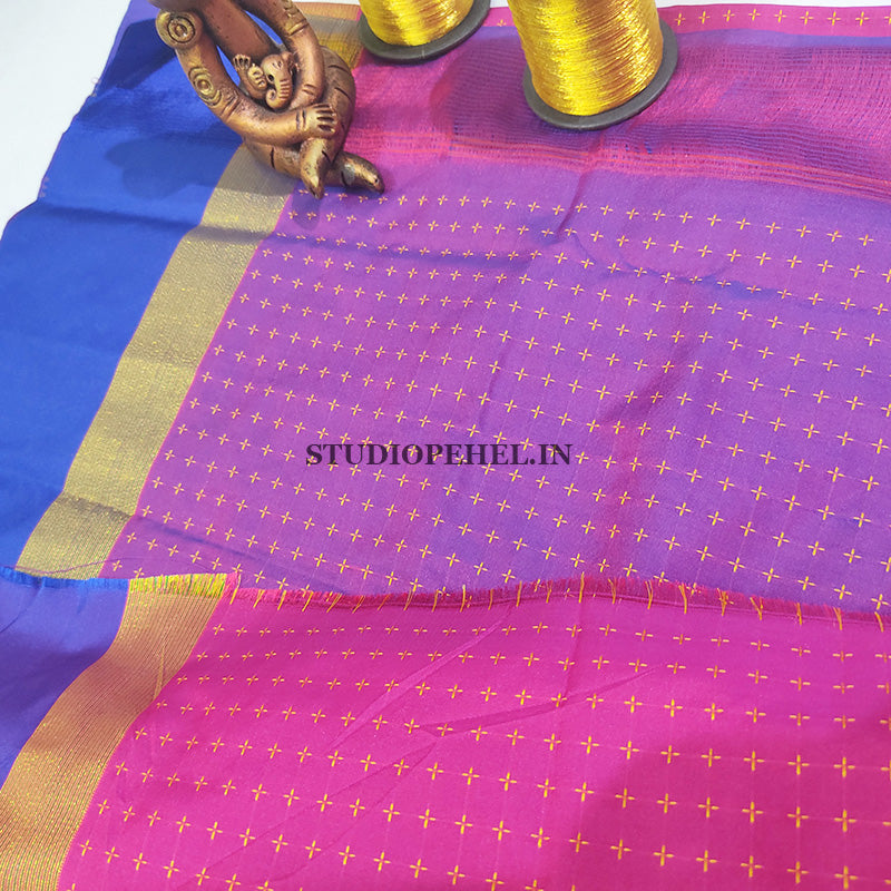 Mithra semi silk sarees - Rani Pink