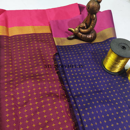 Mithra semi silk sarees - Dark violet