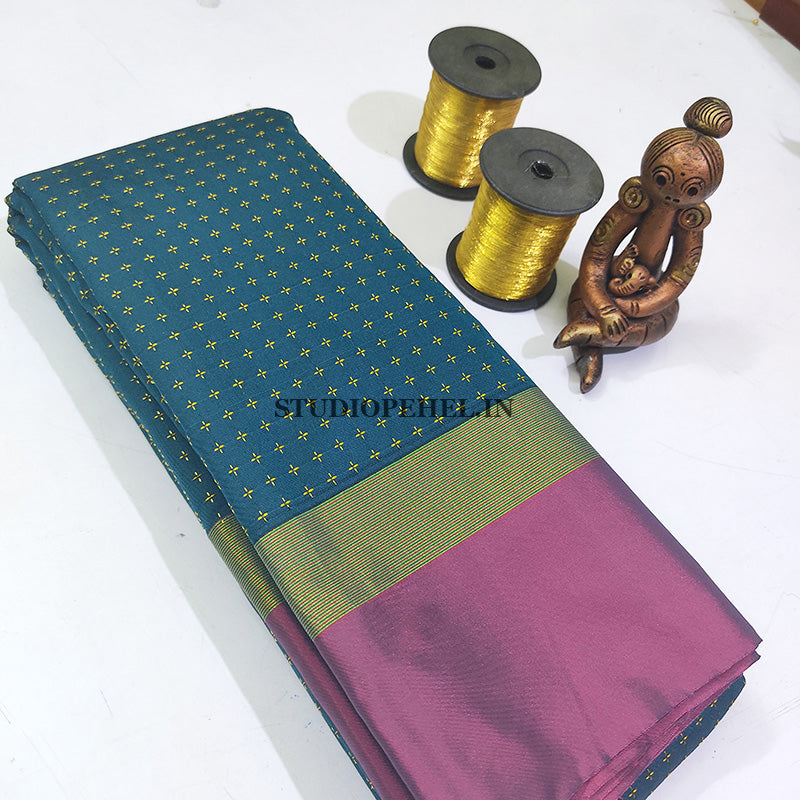 Mithra semi silk sarees - Turquoise