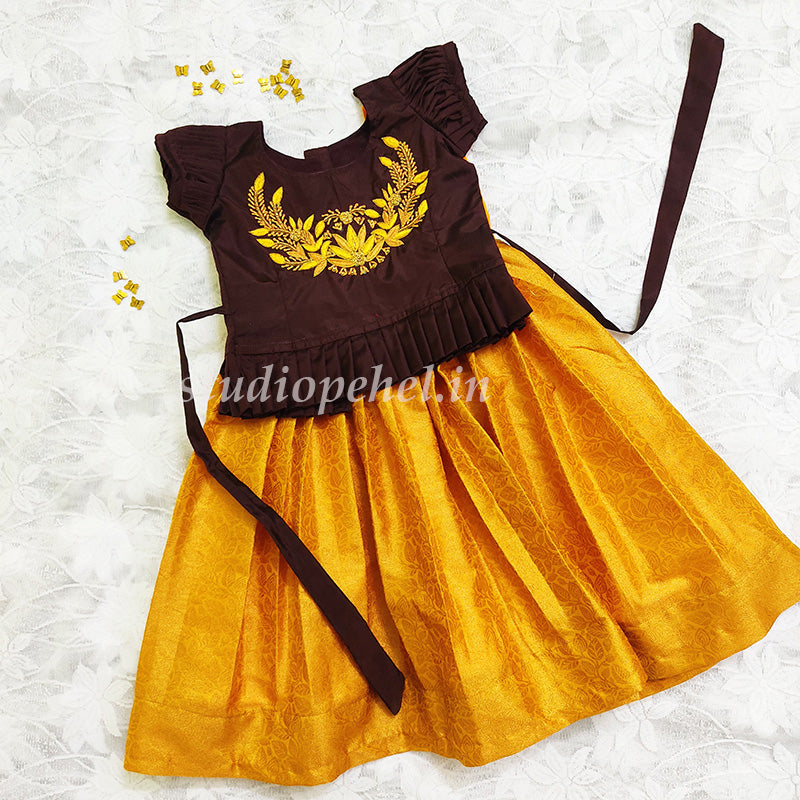 Girls Yellow Traditional Skirt Set