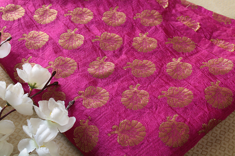 Pink dupion silk brocade fabric