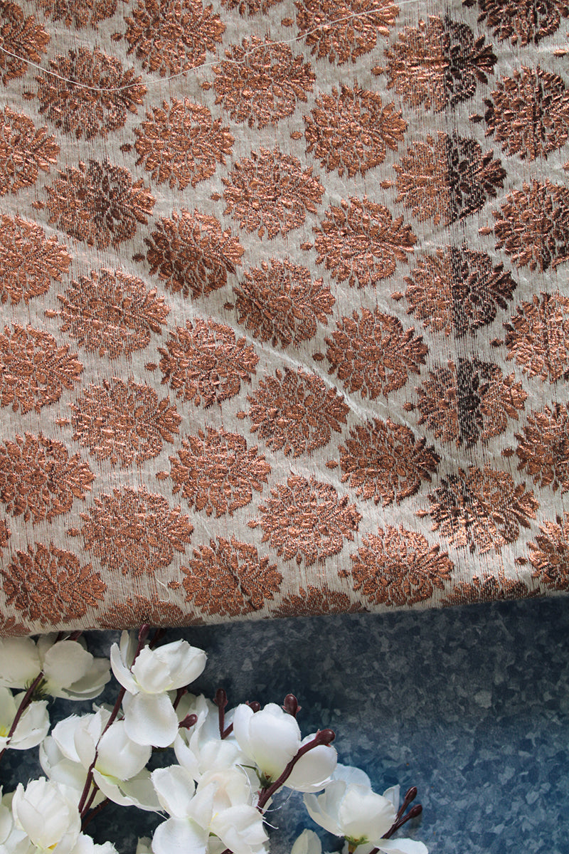 Ivory & copper brocade fabric