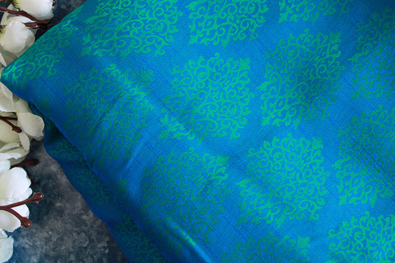 Deep blue soft crepe embossed fabric