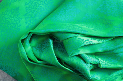Sea green & blue soft crepe embossed fabric