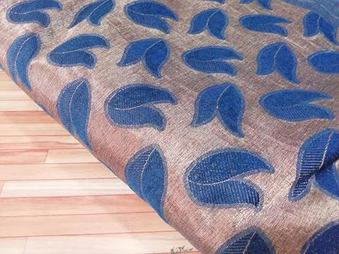 Antique gold/Blue leaf pattern brocade - STUDIO PEHEL 