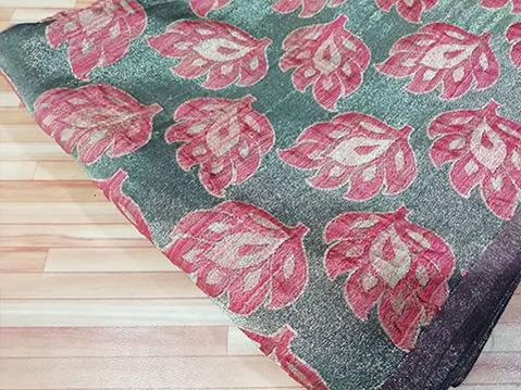 Grey & rose brocade fabric - STUDIO PEHEL 