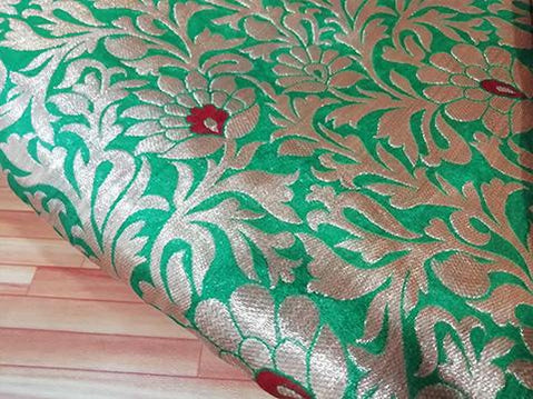 Parrot green /gold floral jaquard fabric - STUDIO PEHEL 