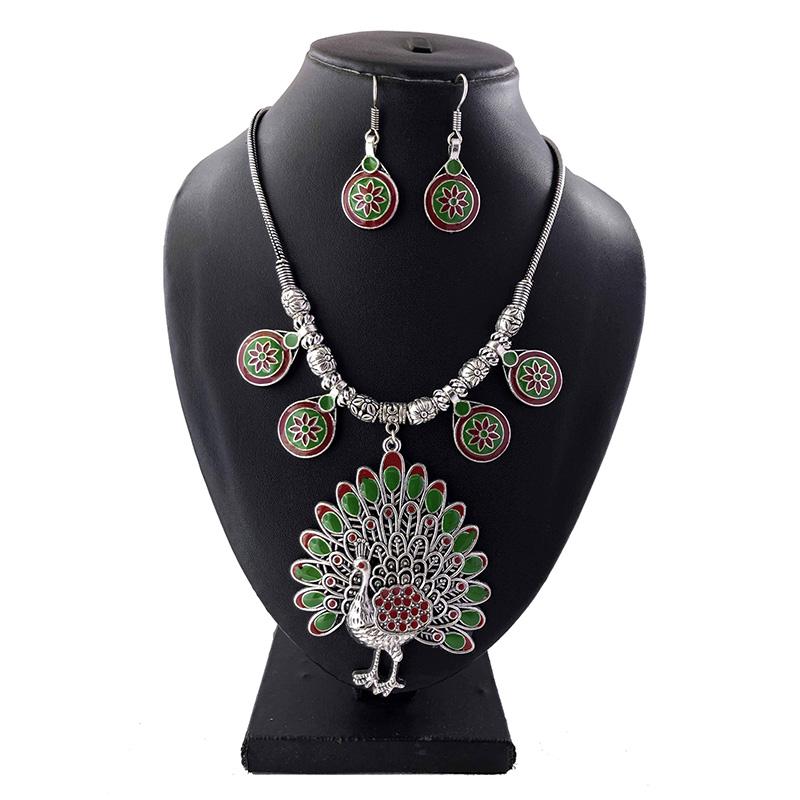 Meenakari silver neckpieces-chathura - STUDIO PEHEL 