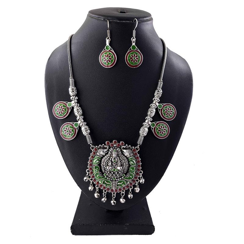 Meenakari silver neckpieces- kundali bells - STUDIO PEHEL 
