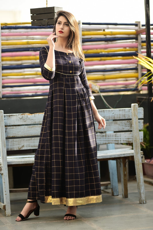 Black long kurti in checkered pattern [AM – 1420]
