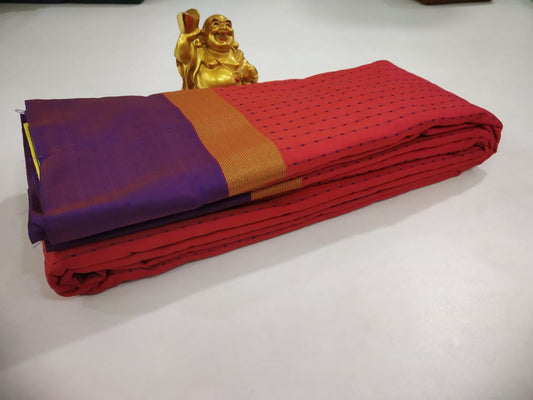 Mithra semi silk sarees - Orange crimson