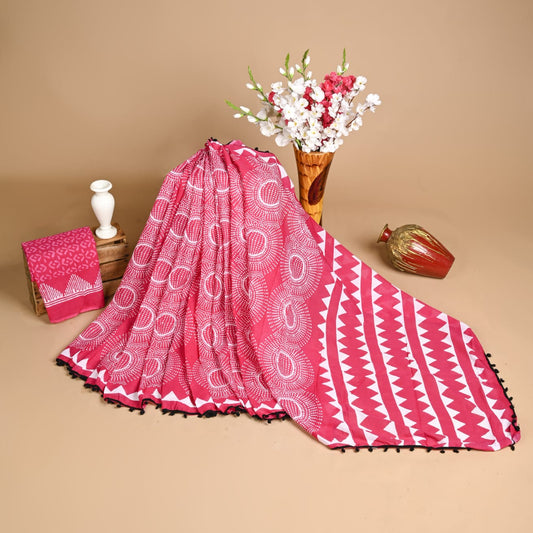 Soft Cotton Sarees - Pink Mandala