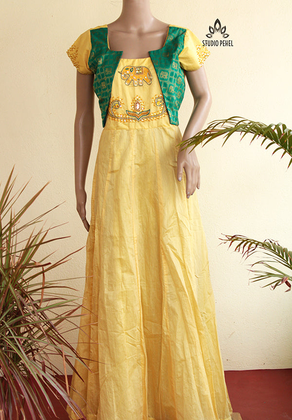 Yellow chanderi hati Women's dress